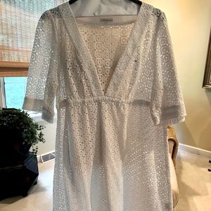 Worn once!  Shoshanna size L white lace/ crochet swim/ beach coverup.